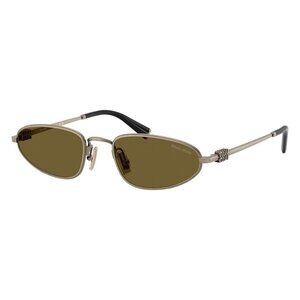 New MIU MIU Gold Rectangle SMUA52 26C-09Z Sunglasses Women